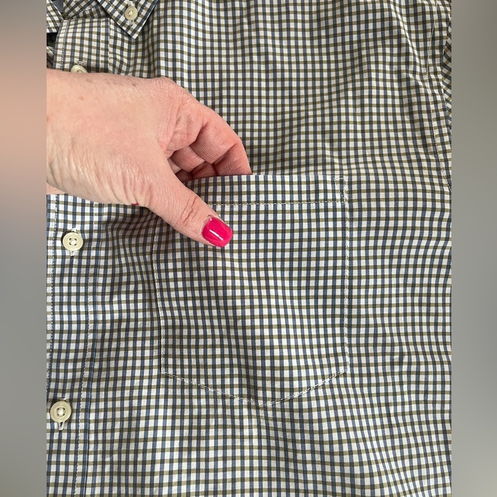 Banana Republic Men’s Blue & Olive Plaid Dress Shirt Slim Fit Men’s Size XL - Picture 15 of 16
